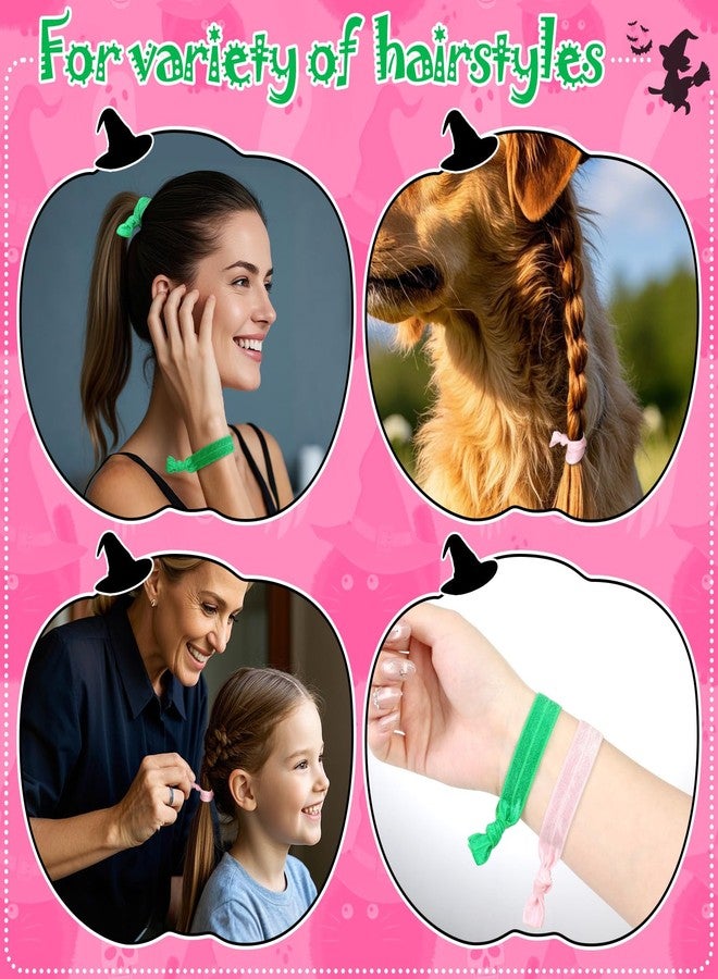 AKAIXI 48pcs Pink and Green Hair Ties,Elastic Webbing No Trace Witch scrunchies Accessories for Thick,thin,curly and Ponytail Hair for girl Daughter Birthday Family Martini Cactus Tea Party - Image 4